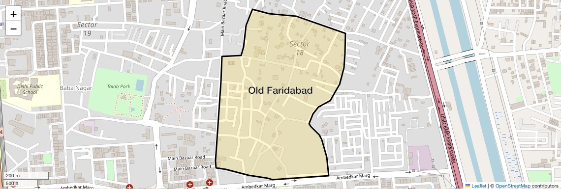 Location Map of Old Faridabad, Faridabad