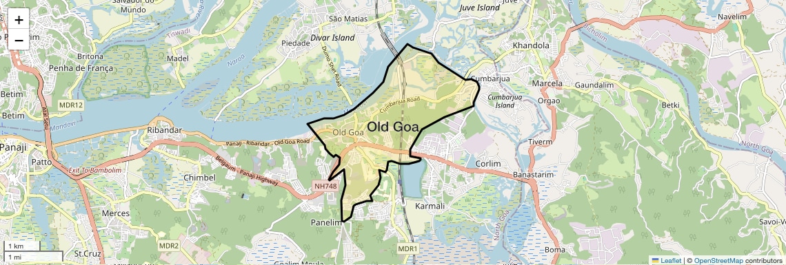 Location Map of Old Goa, Goa