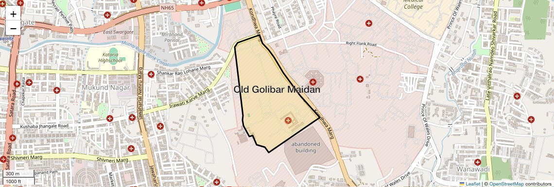 Location Map of Old Golibar Maidan, Pune