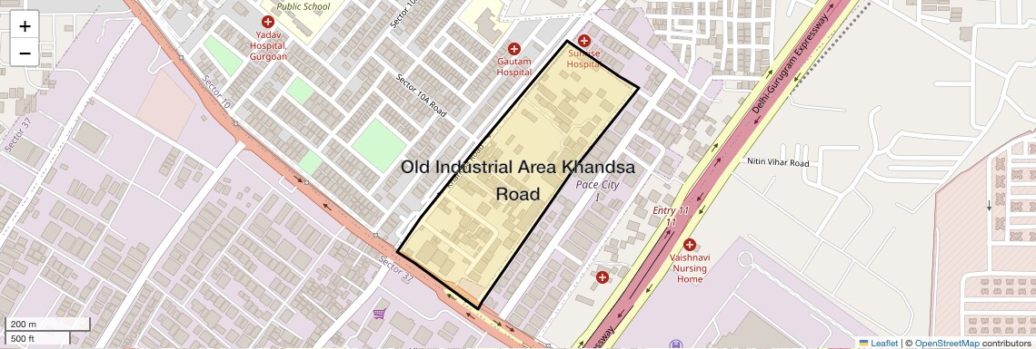 Location Map of Old Industrial Area Khandsa Road, Gurgaon