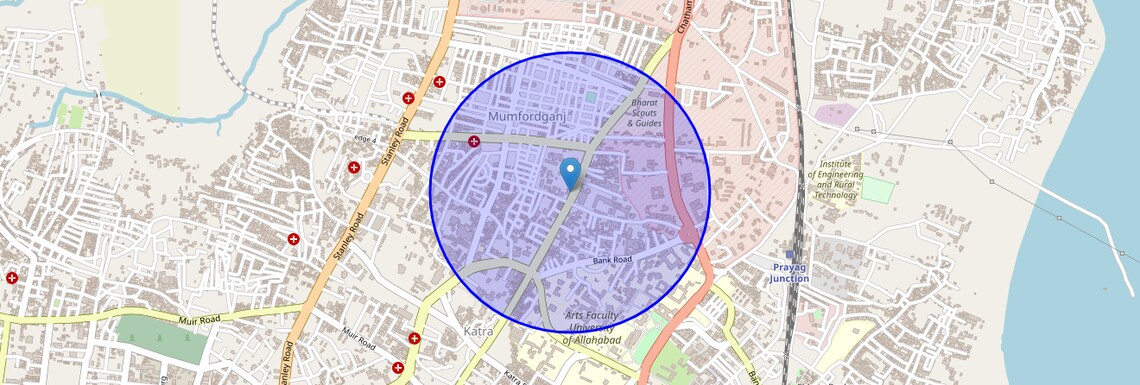 Location Map of Old Katra, Allahabad
