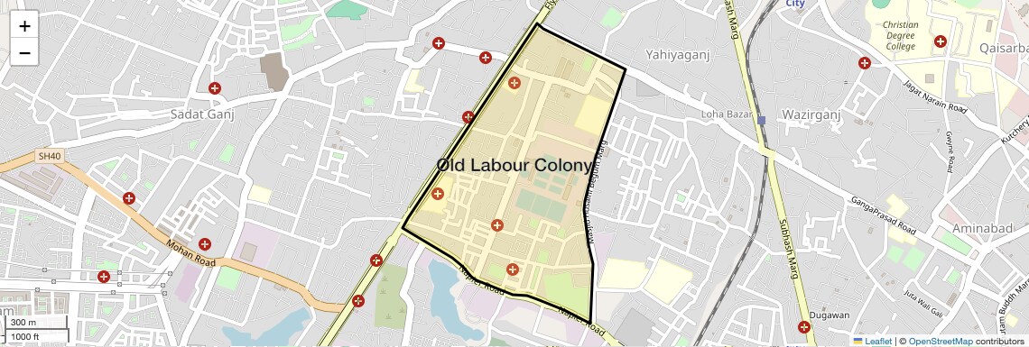 Location Map of Old Labour Colony, Lucknow