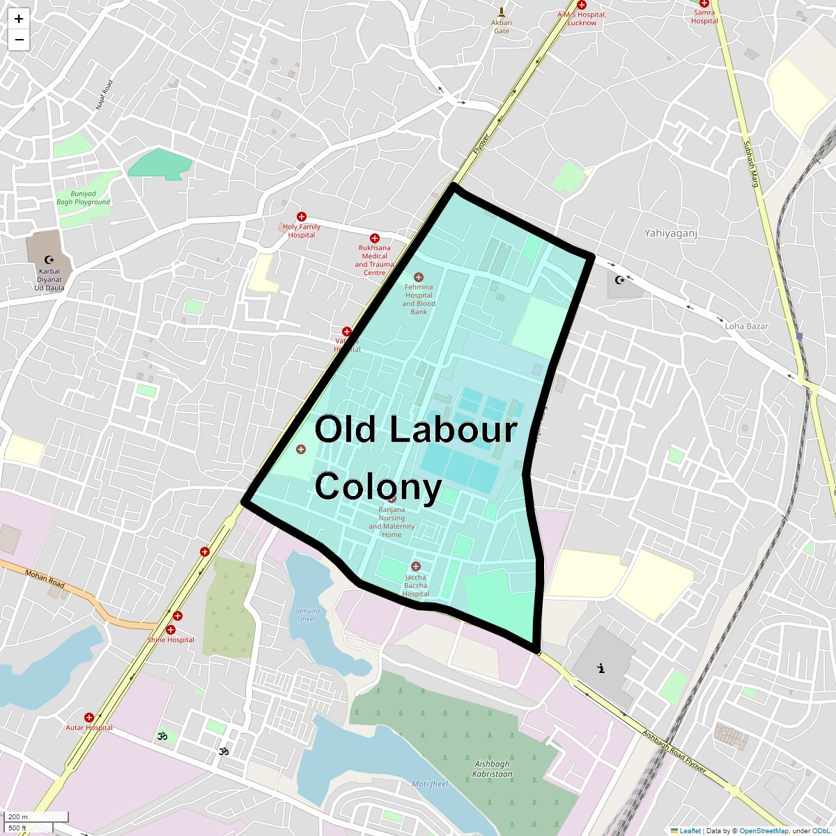 Location Map of Old Labour Colony, Lucknow