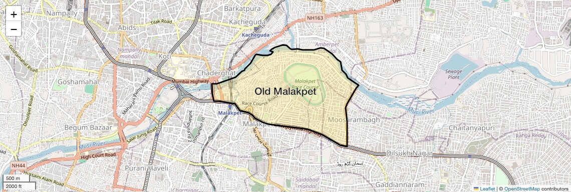 Location Map of Old Malakpet, Hyderabad