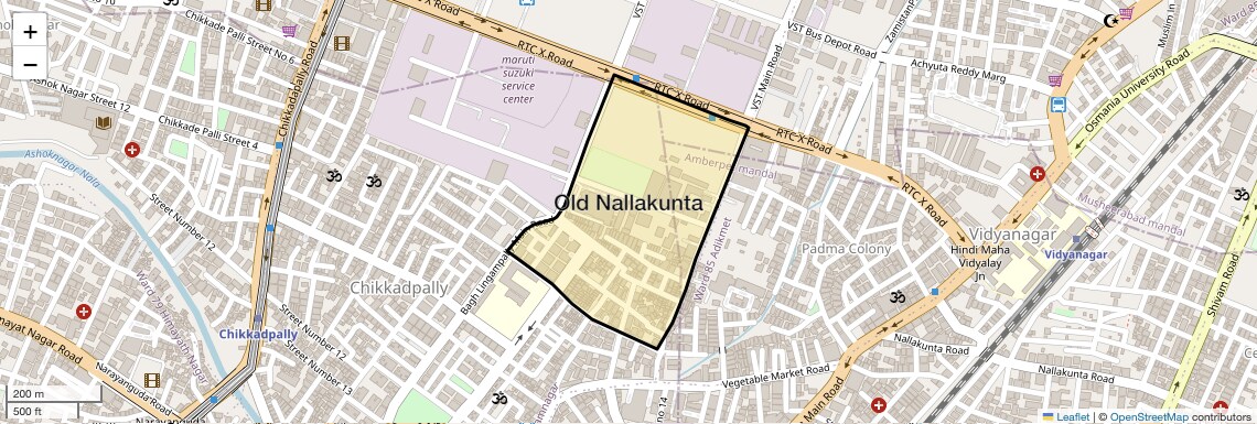 Location Map of Old Nallakunta, Hyderabad