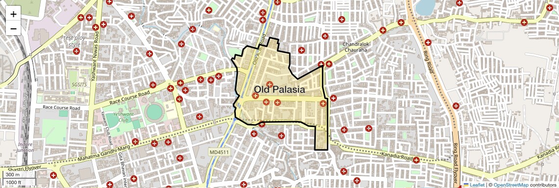 Location Map of Old Palasia, Indore