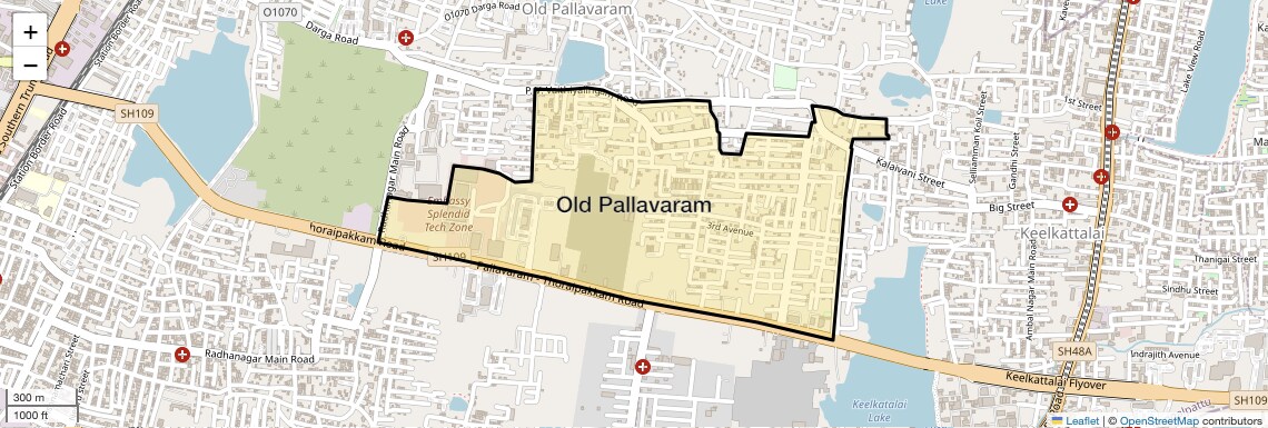 Location Map of Old Pallavaram, Chennai