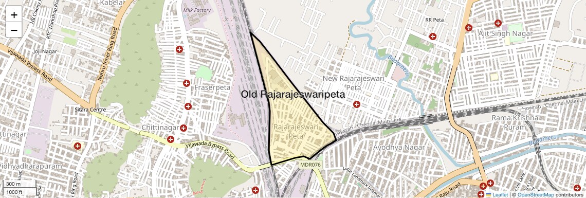 Location Map of Old Rajarajeswaripeta, Vijayawada