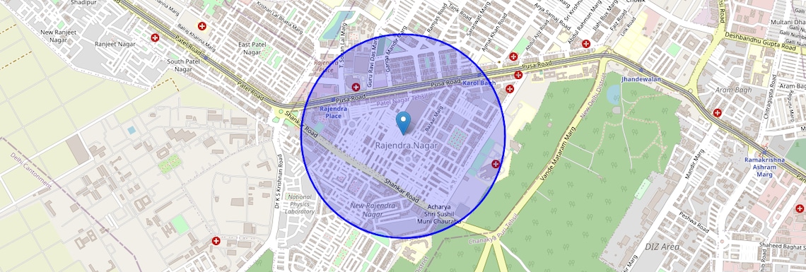 Location Map of Old Rajinder Nagar, Delhi