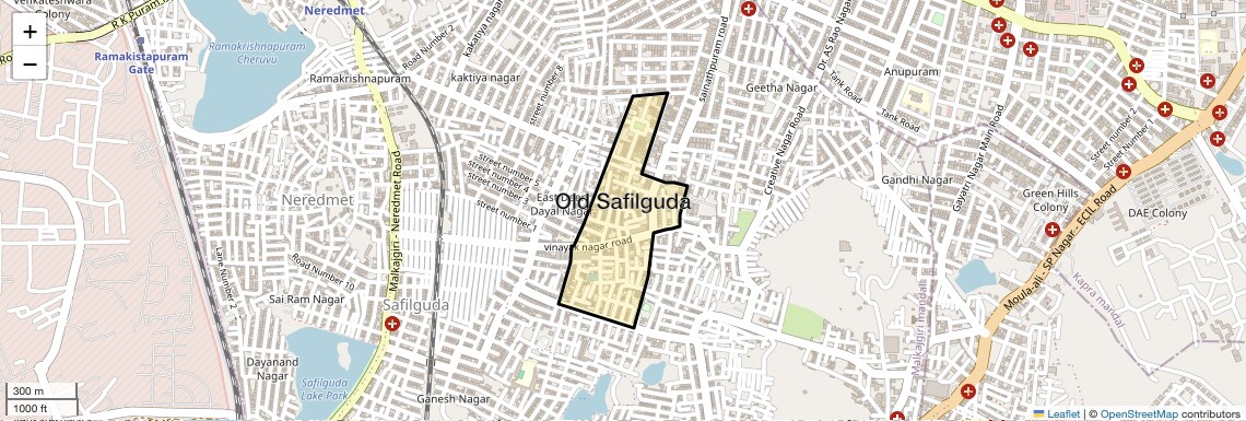 Location Map of Old Safilguda, Hyderabad