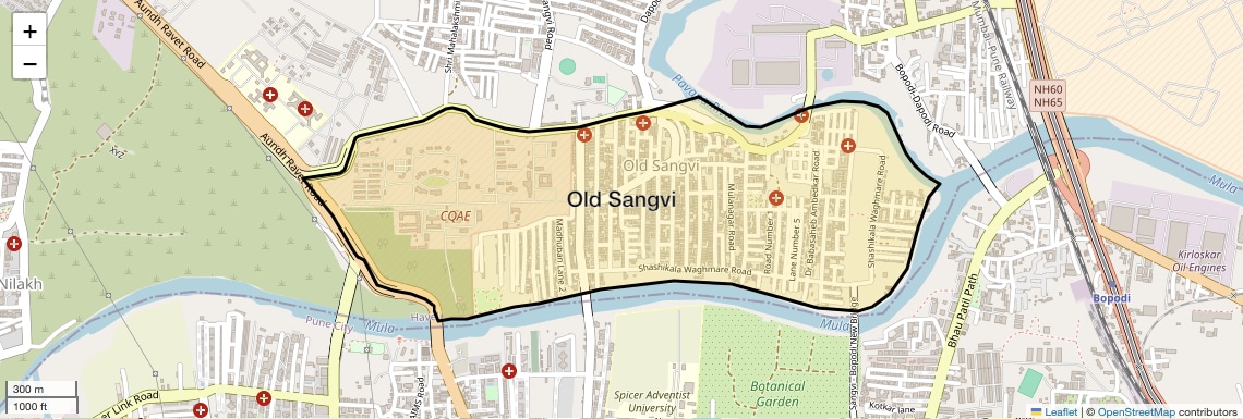 Location Map of Old Sangvi, Pune