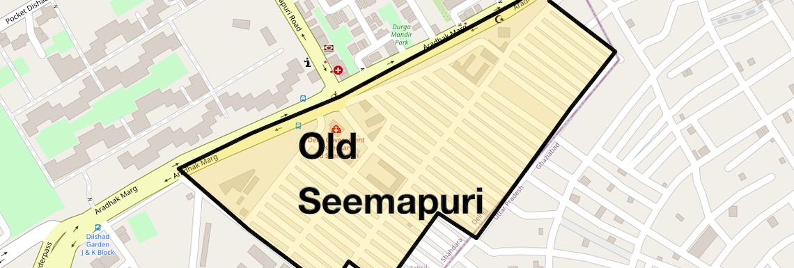 Location Map of Old Seemapuri, Delhi