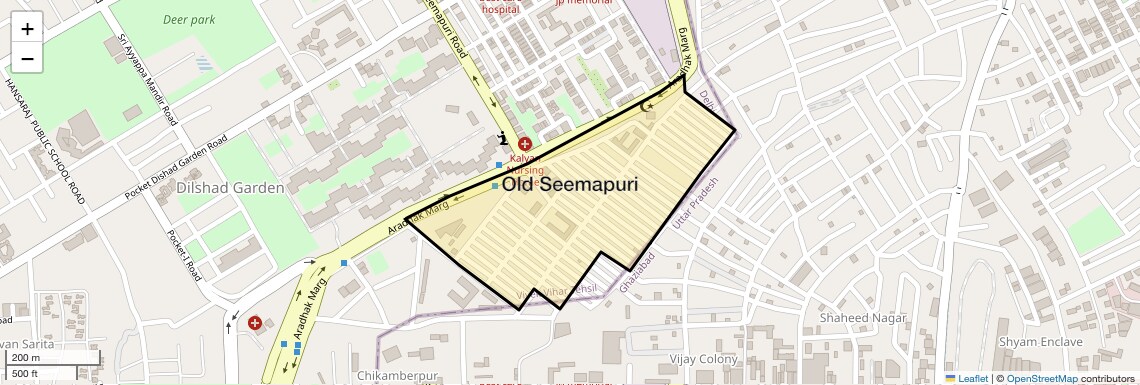 Location Map of Old Seemapuri, Delhi