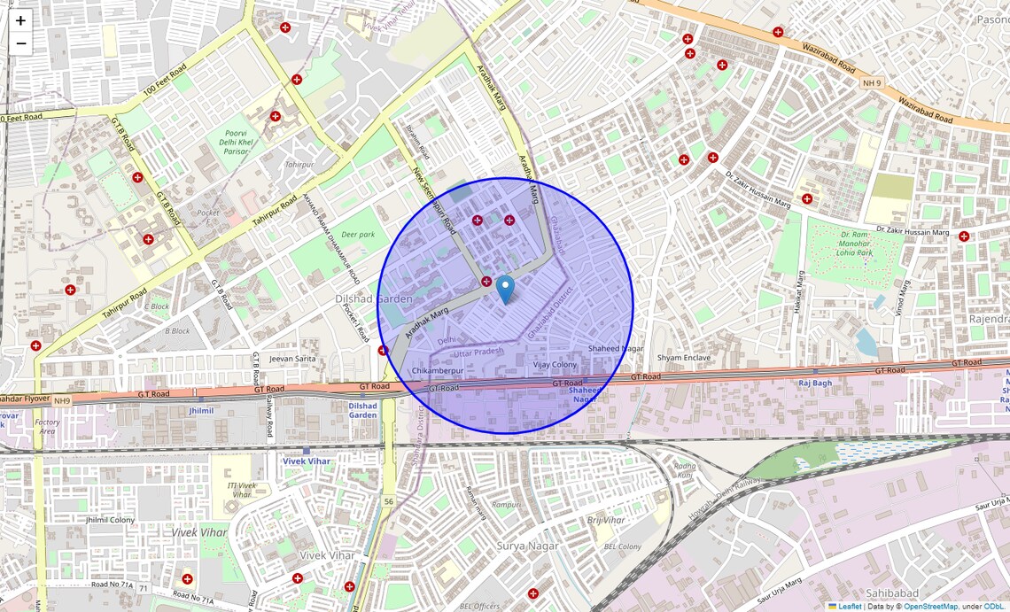 Location Map of Old Seemapuri, Delhi