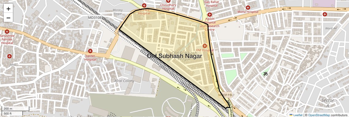 Location Map of Old Subhash Nagar, Bhopal