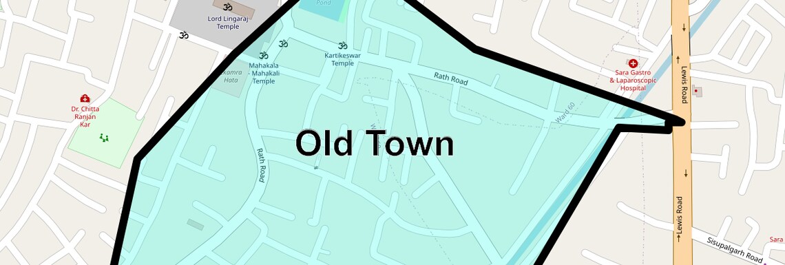 Location Map of Old Town, Bhubaneswar
