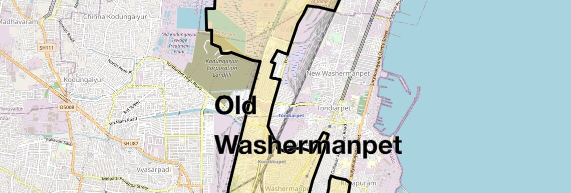 Location Map of Old Washermanpet, Chennai