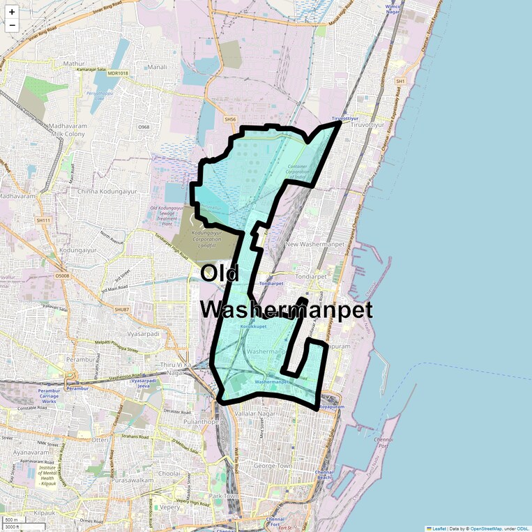 Location Map of Old Washermanpet