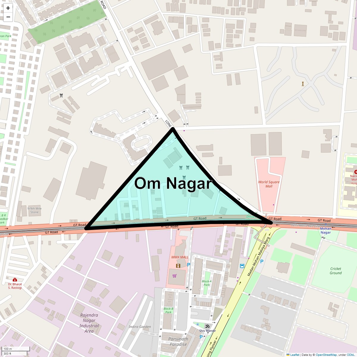 Location Map of Om Nagar, Ghaziabad