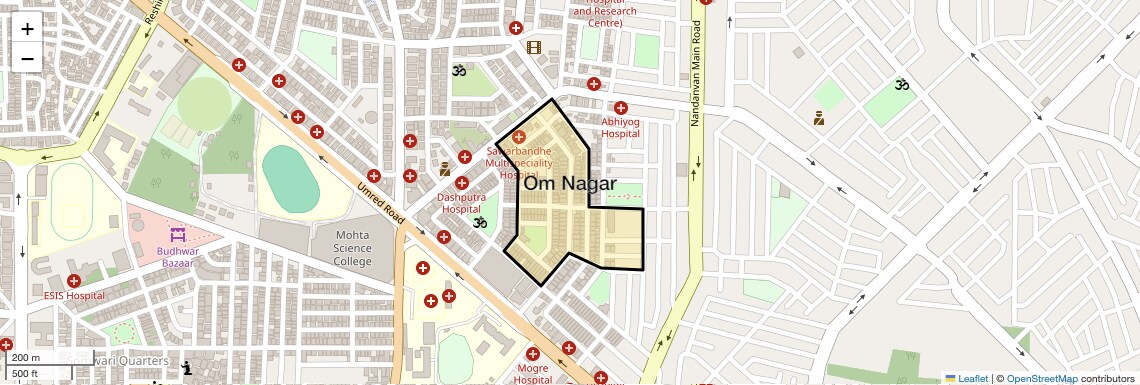 Location Map of Om Nagar, Nagpur