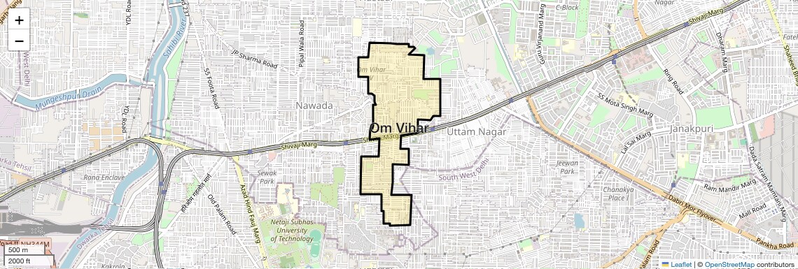 Location Map of Om Vihar, Delhi