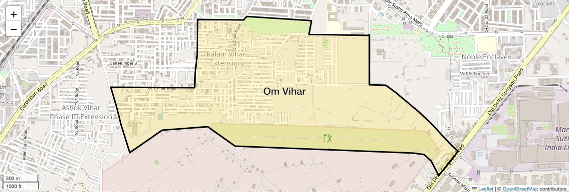 Location Map of Om Vihar, Gurgaon