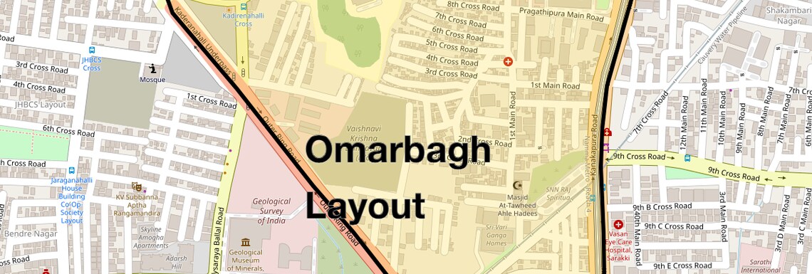 Location Map of Omarbagh Layout, Bangalore