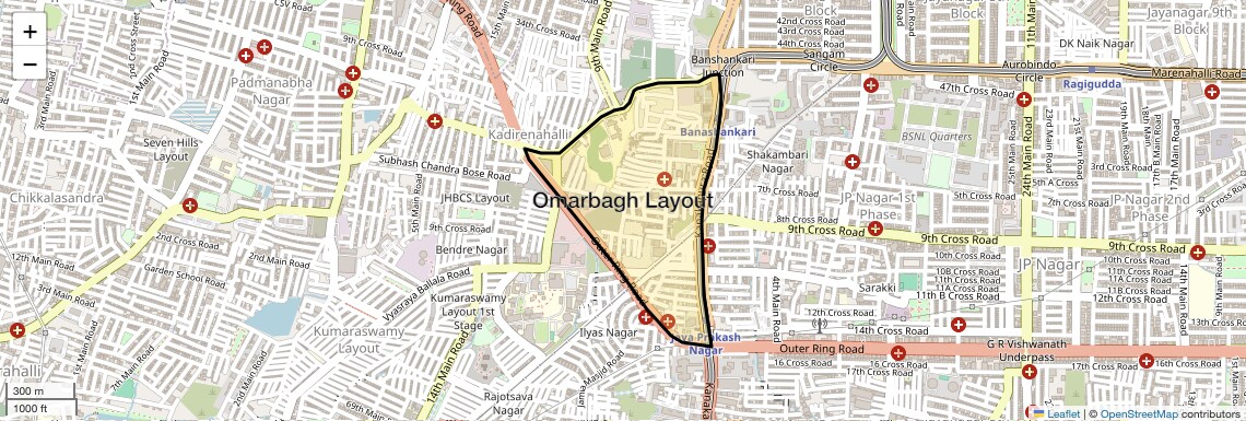 Location Map of Omarbagh Layout, Bangalore