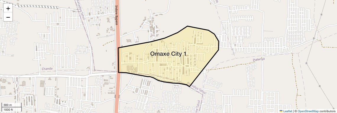 Location Map of Omaxe City 1, Indore