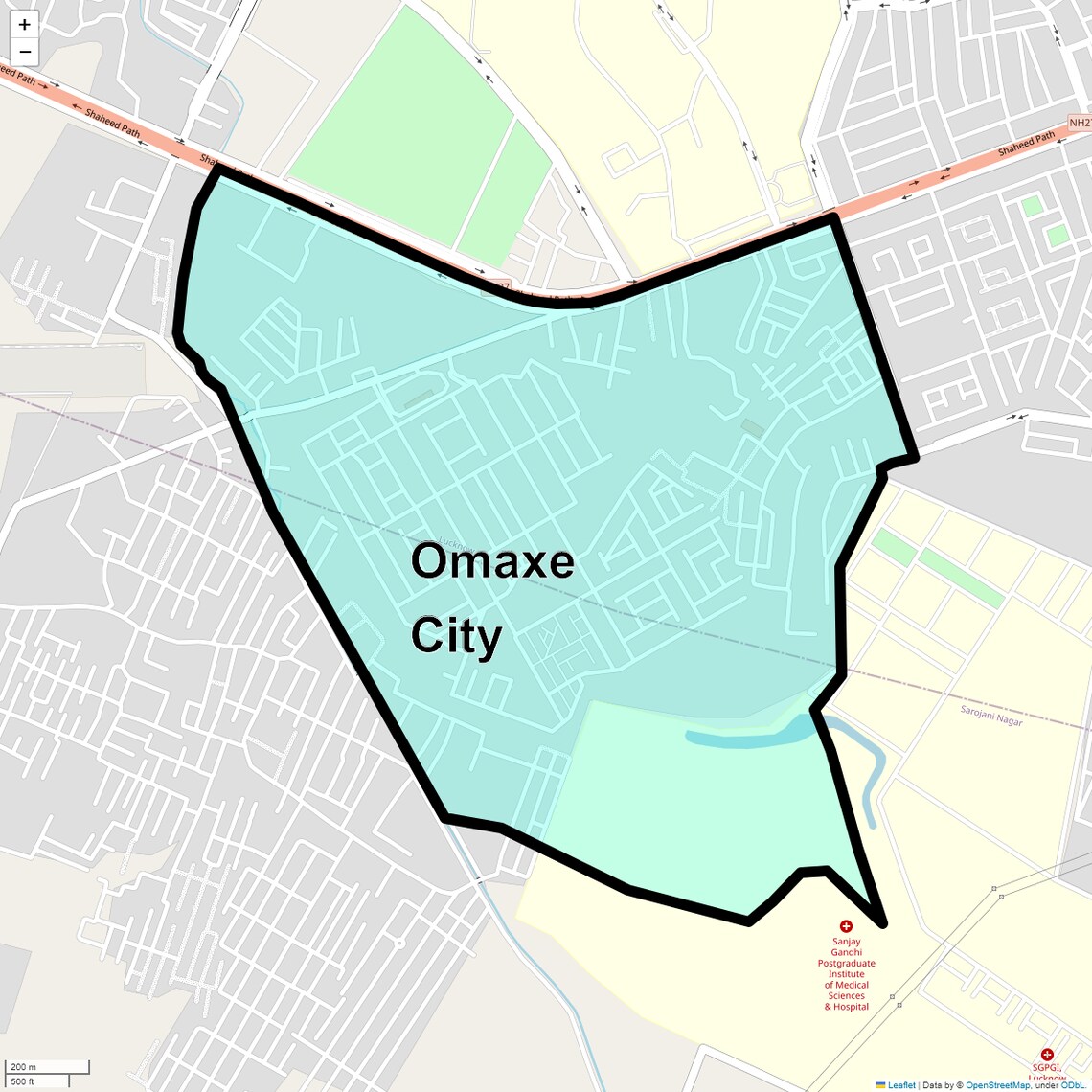 Location Map of Omaxe City, Lucknow