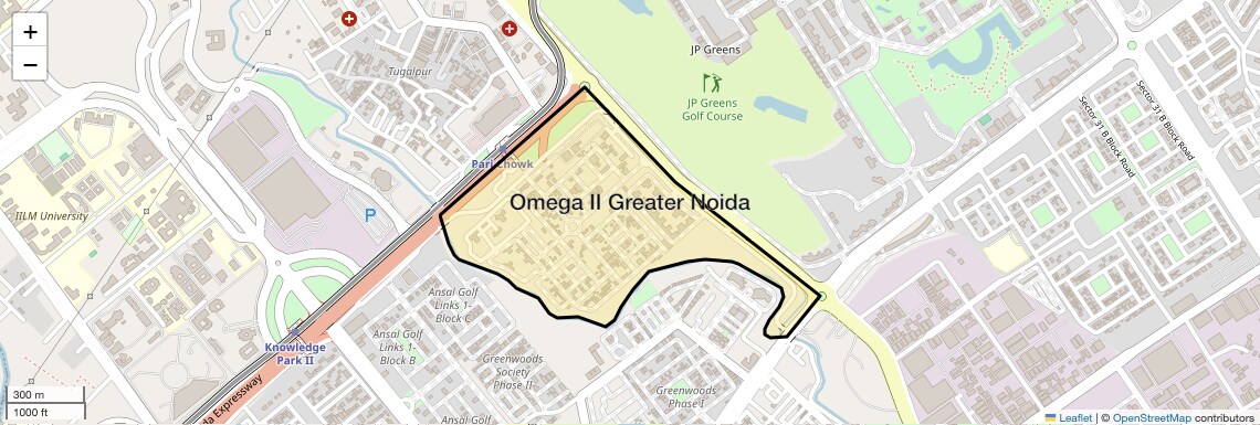 Location Map of Omega II Greater Noida, Greater Noida