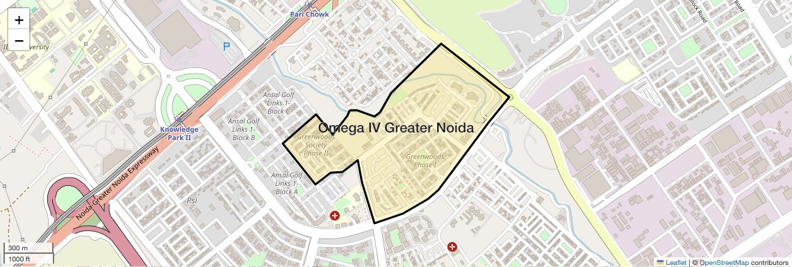 Location Map of Omega IV Greater Noida, Greater Noida
