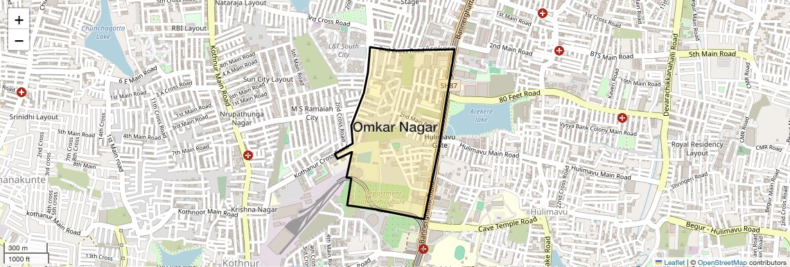 Location Map of Omkar Nagar, Bangalore