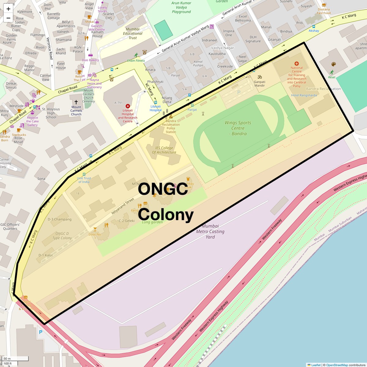 Location Map of Ongc Colony, Mumbai