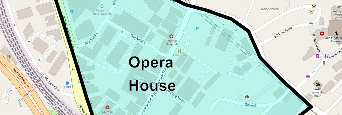 Location Map of Opera House, Mumbai