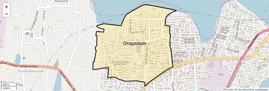 Location Map of Oragadam, Chennai