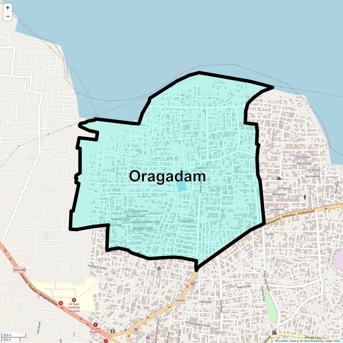 Location Map of Oragadam, Chennai