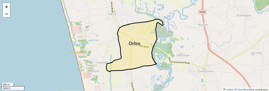 Location Map of Orlim, Goa