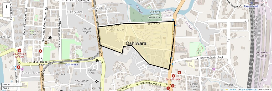 Location Map of Oshiwara, Mumbai