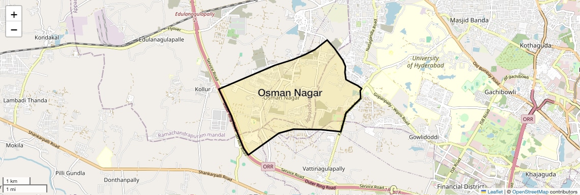 Location Map of Osman Nagar, Hyderabad