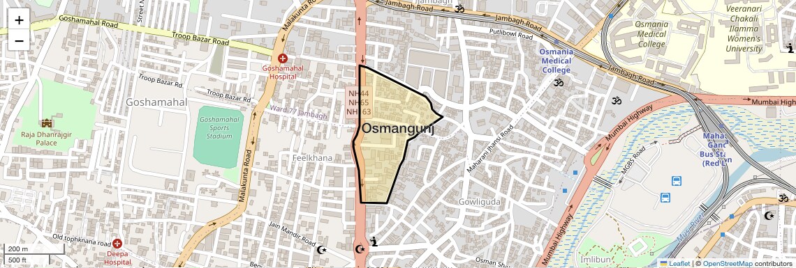 Location Map of Osmangunj, Hyderabad
