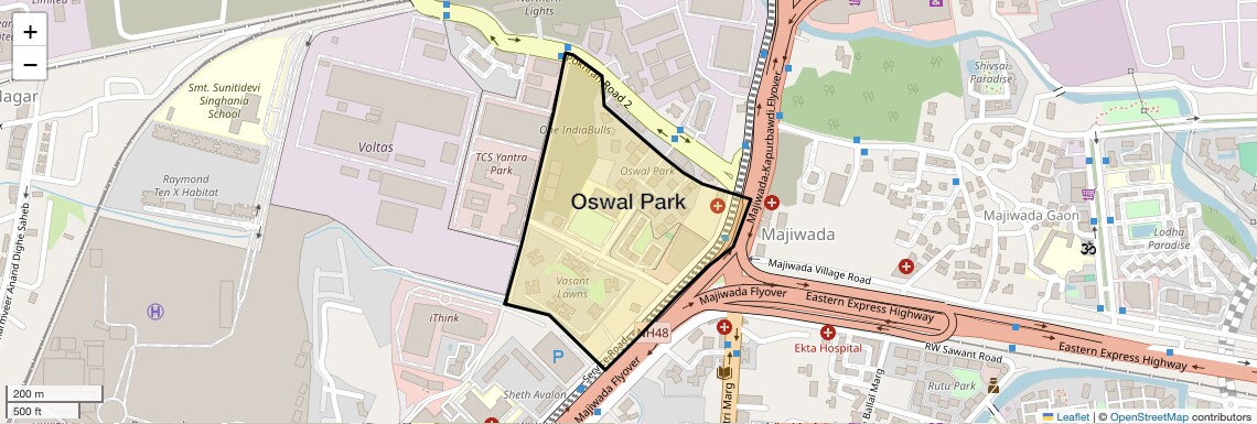 Location Map of Oswal Park, Thane