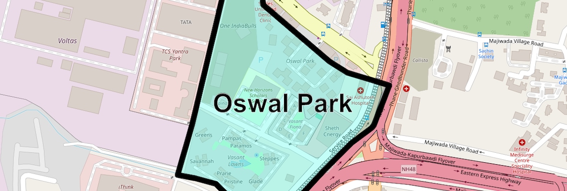 Location Map of Oswal Park, Thane