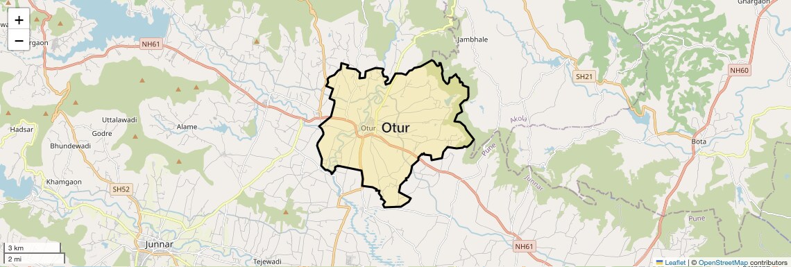 Location Map of Otur, Pune