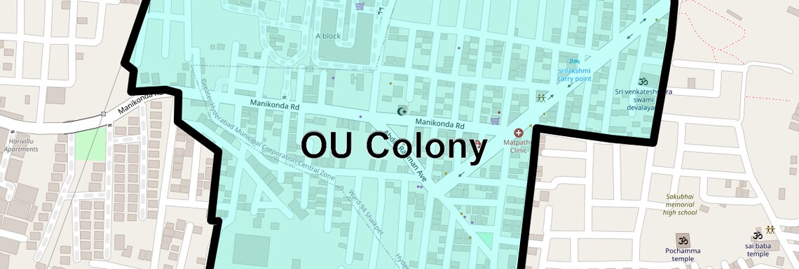 Location Map of Ou Colony, Hyderabad
