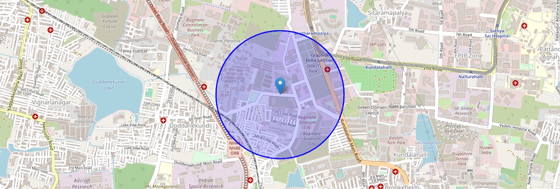 Location Map of Outer Ring Road, Bangalore