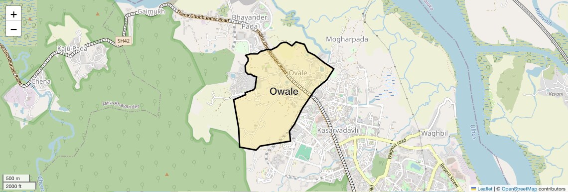 Location Map of Owale, Thane