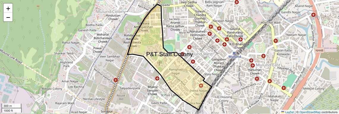 Location Map of P&T Staff Colony, Mumbai