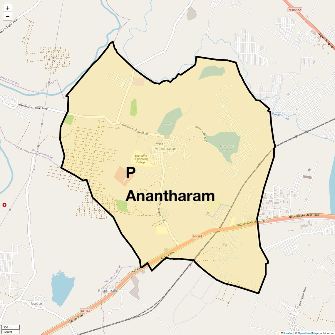 Location Map of P Anantharam, Hyderabad