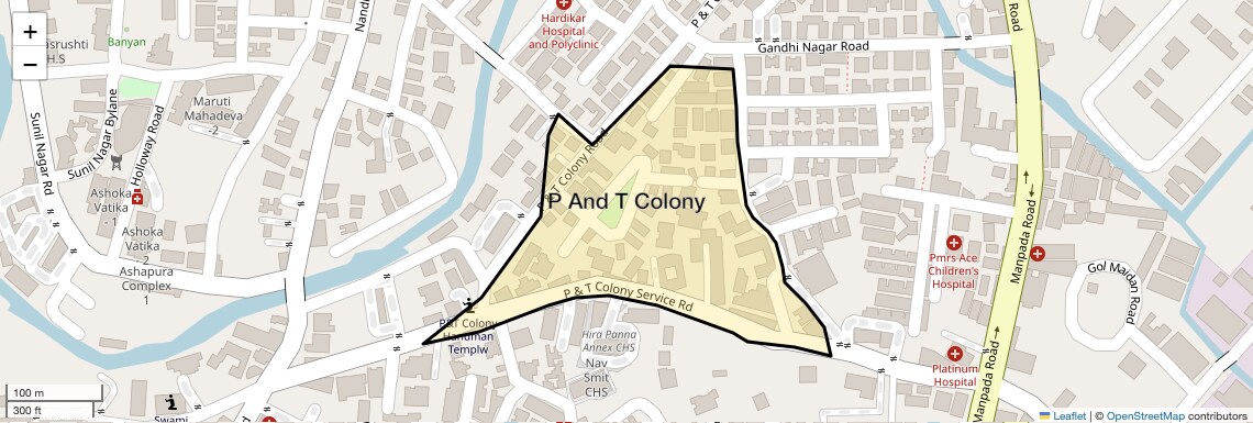 Location Map of P And T Colony, Thane